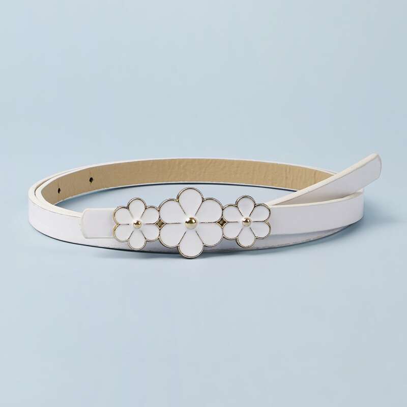 

Floral PU Belt, White