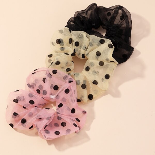 

3шт Scrunchie в горошек, Многоцветный