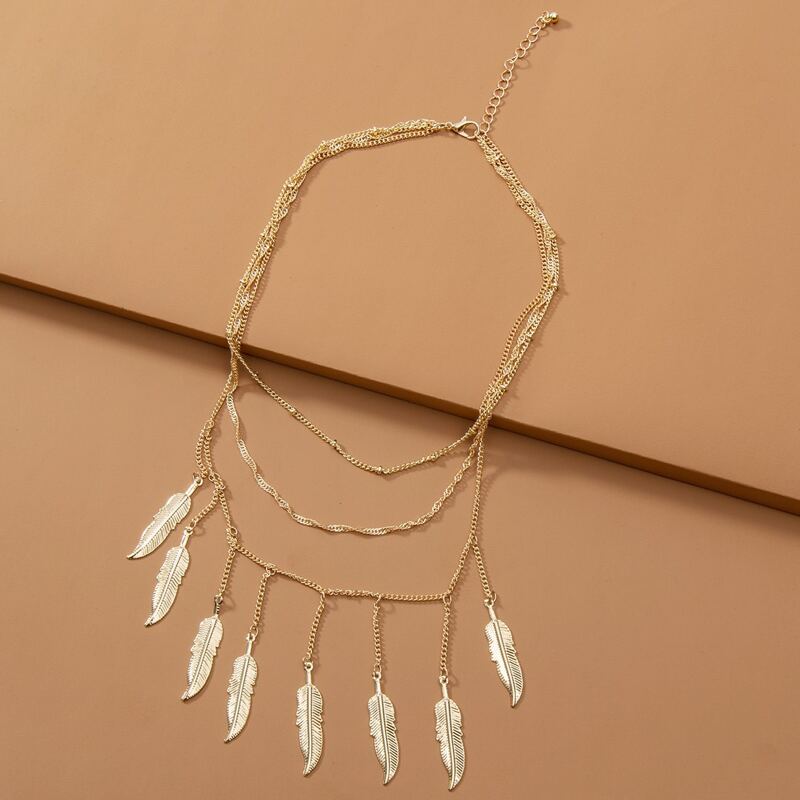 

Leaf Layered Necklace, Gold