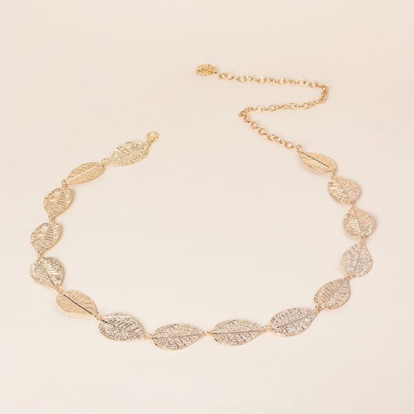 

Metal Leaf Decor Belt, Gold