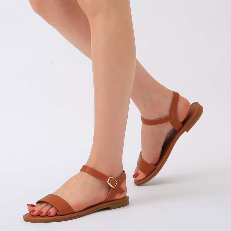 

Minimalist Ankle Strap Sandals, Brown