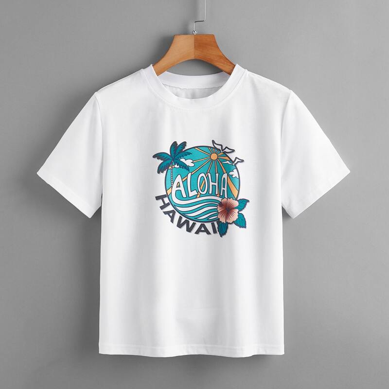 

Tropical Print White Tee