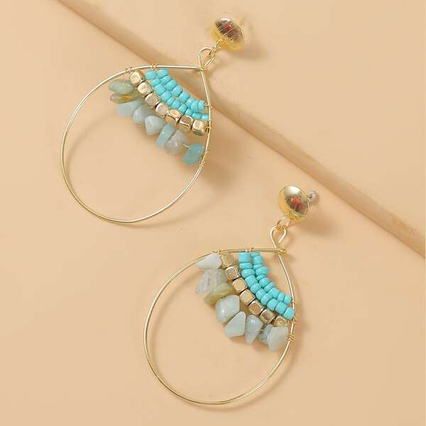 

Bead Geo Drop Earrings, Multicolor