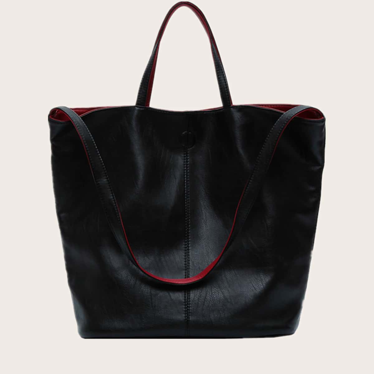 

2pcs Minimalist Tote Bag With Crossbody Bag, Black