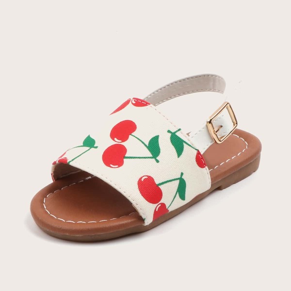 

Toddler Girls Cherry Print Slingback Sandals, White
