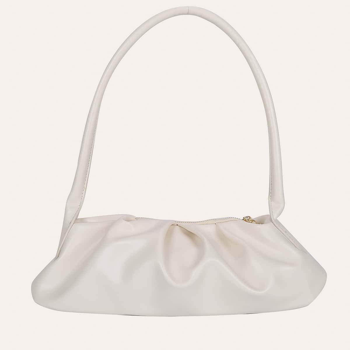 

Minimalist Zipper Detail Tote Bag, White