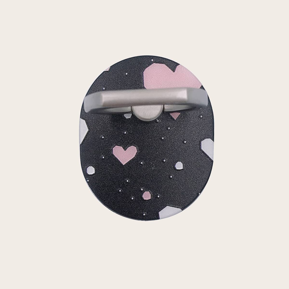 

Heart Print Phone Holder, Black