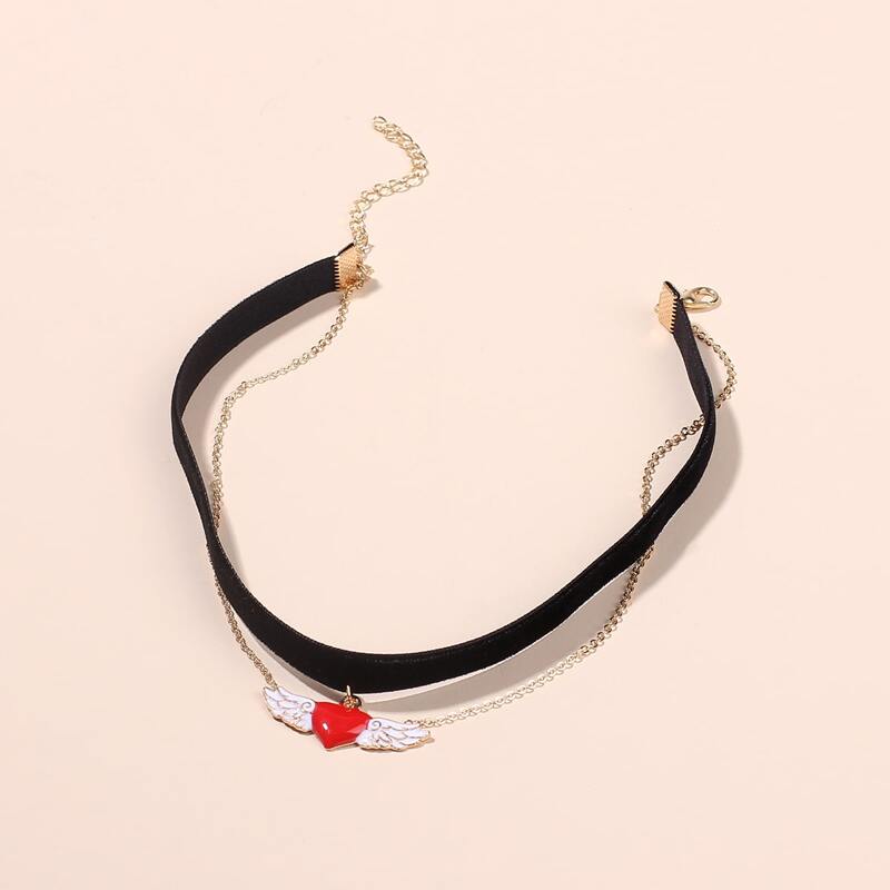 

Heart Charm Choker, Black