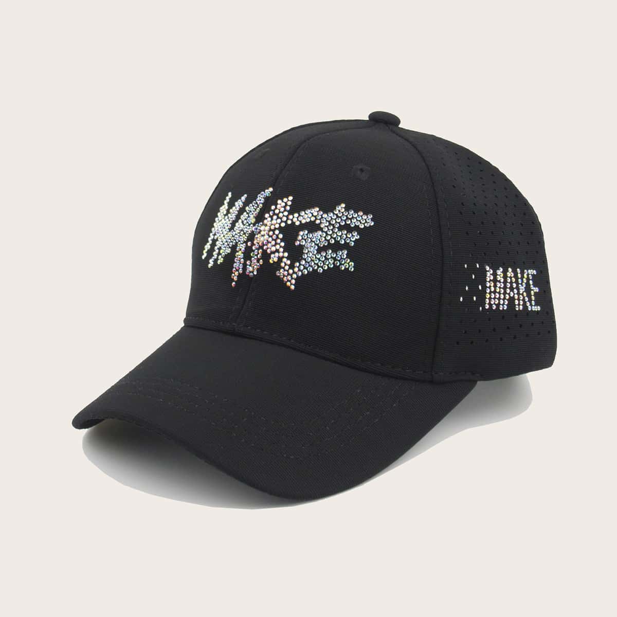 

Rhinestone Engraved Baseball Cap, Black