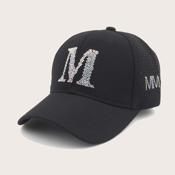 

Rhinestone Engraved Baseball Cap, Black