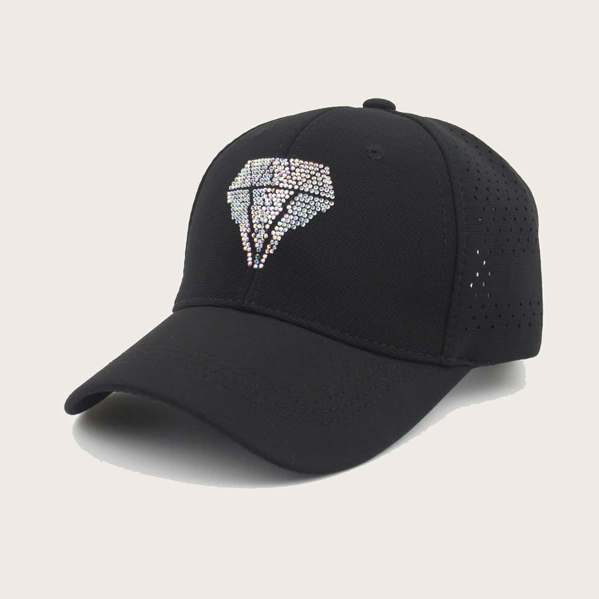 

Rhinestone Engraved Baseball Cap, Black