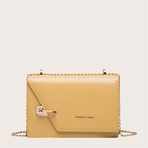 

Letter Graphic Flap Crossbody Bag, Yellow