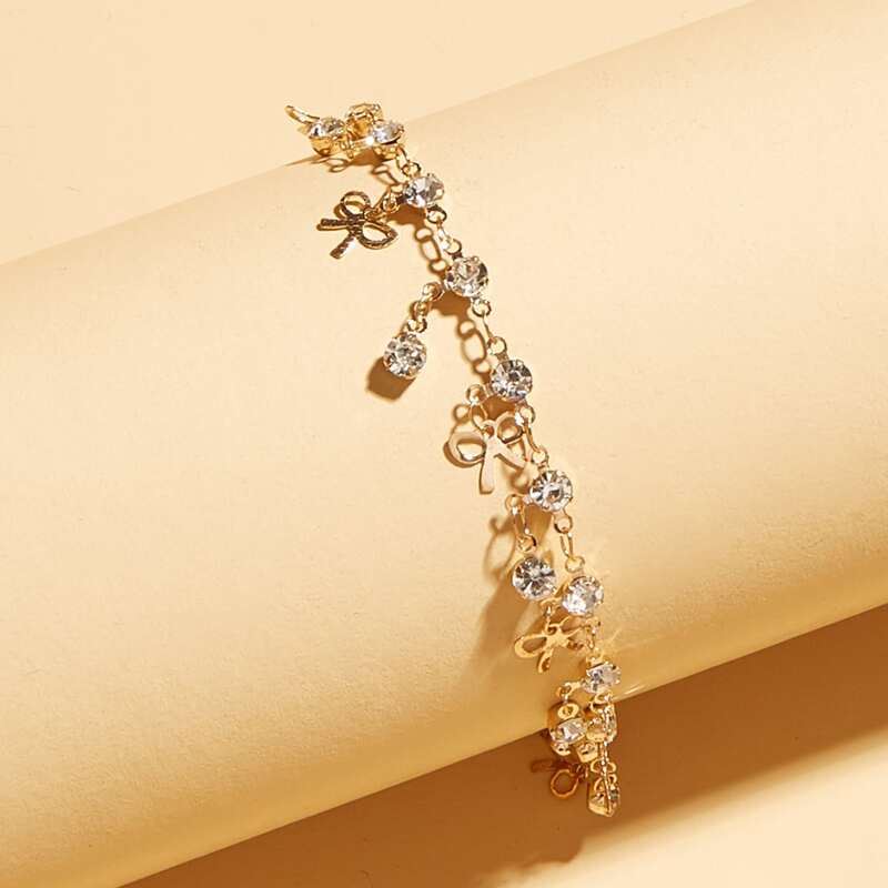 

Bow Charm Anklet, Gold