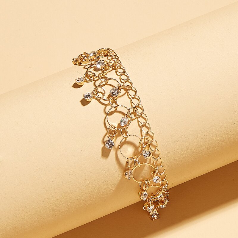 

Rhinestone Decor Anklet, Gold