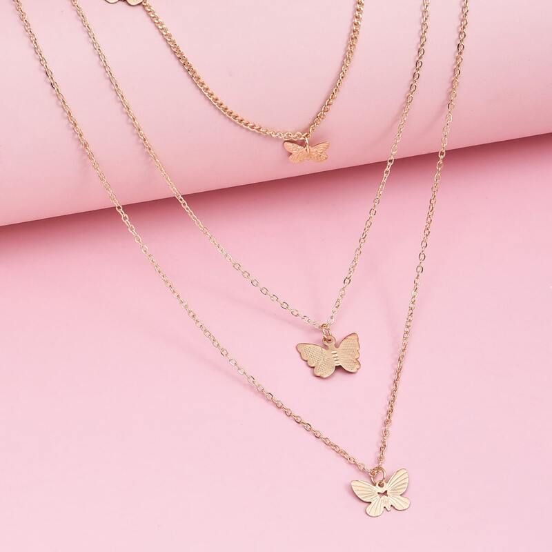 

Butterfly Layered Necklace, Gold
