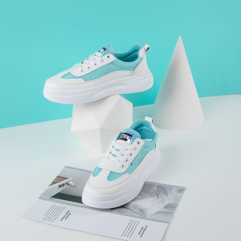 

Mesh Panel Lace-up Front Sneakers, White