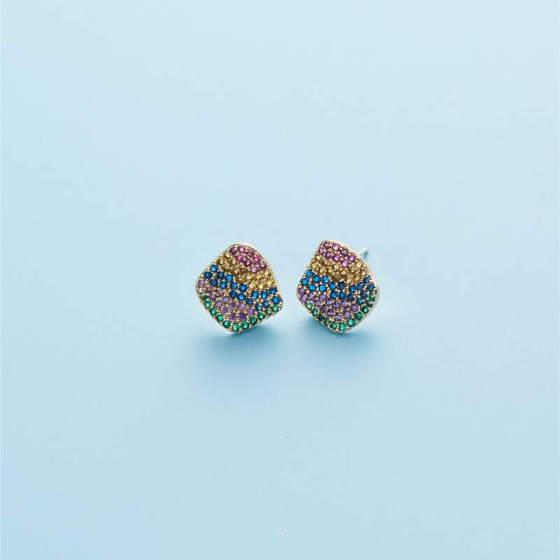

Colorful Rhinestone Stud Earrings, Multicolor