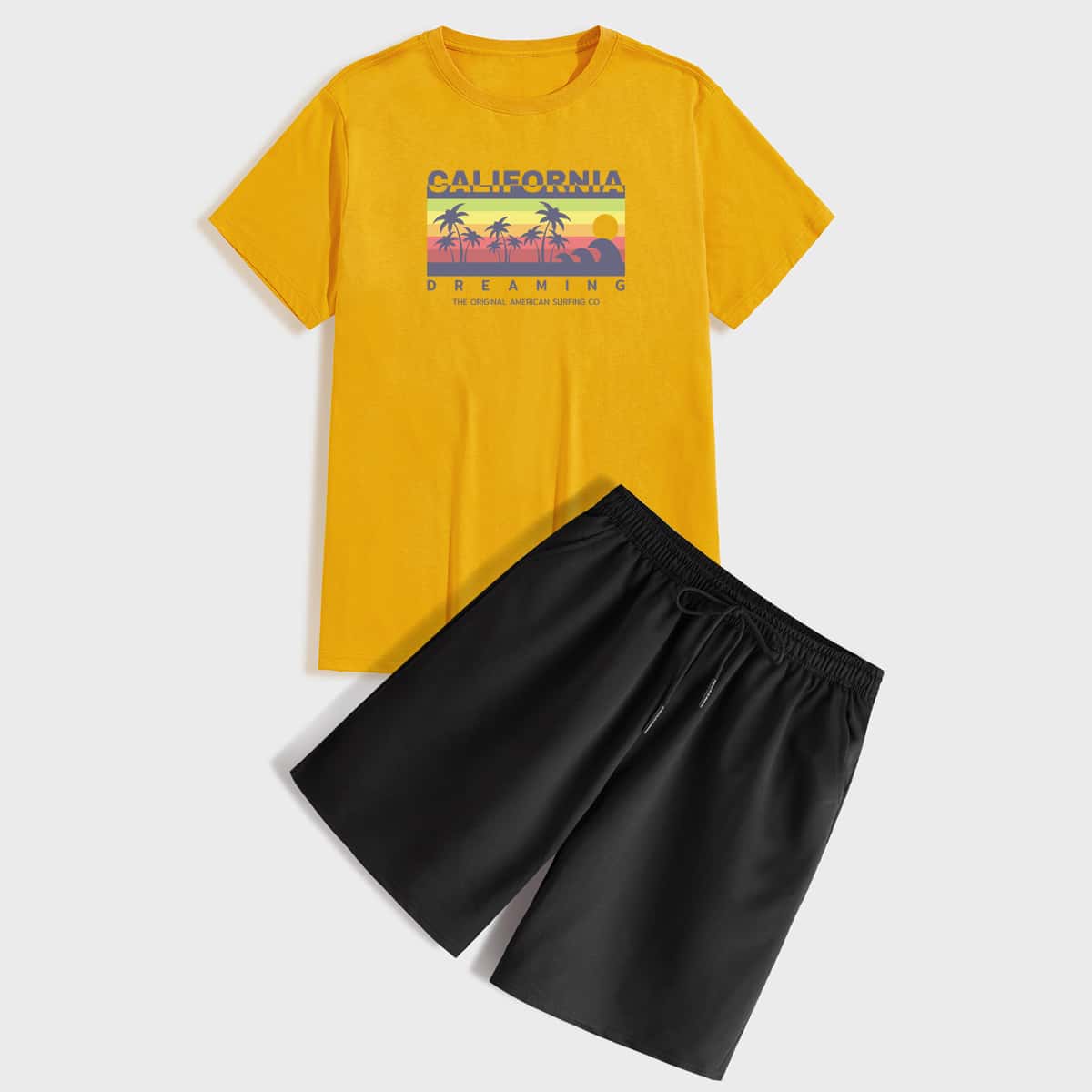 

Guys Tropical And Letter Graphic Tee & Track Shorts, Multicolor