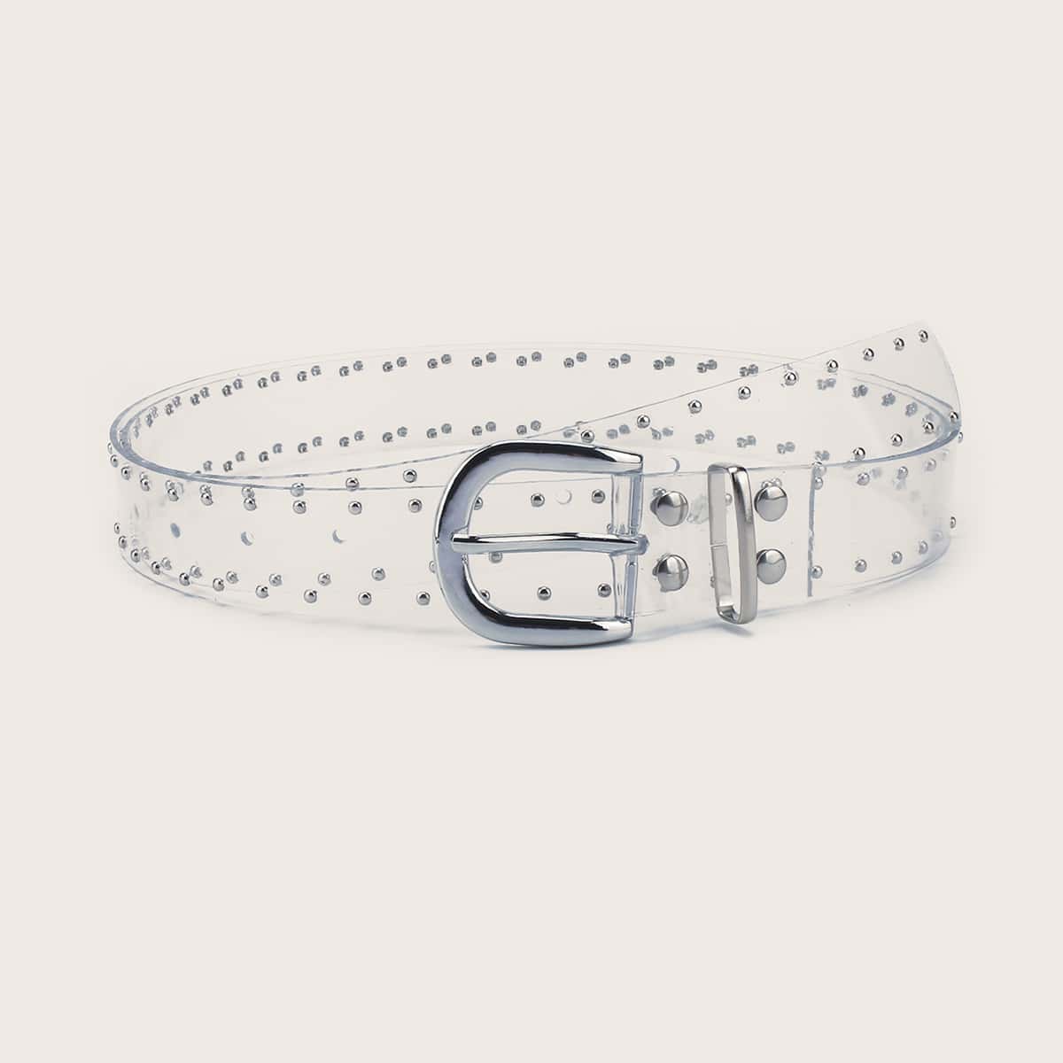 

Studded Decor Transparent Belt, Clear