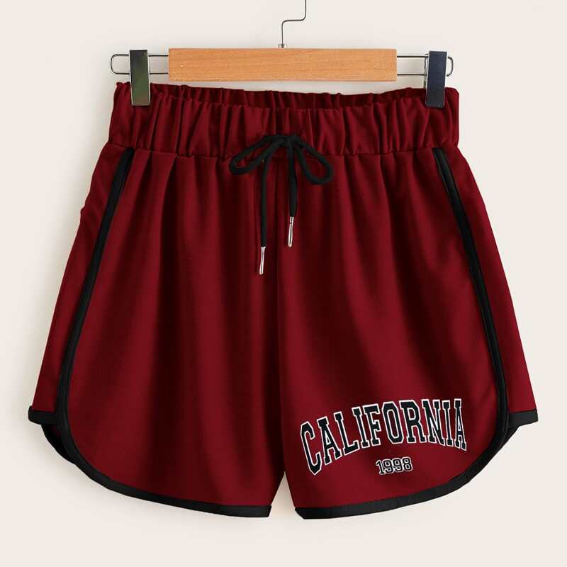 

California Graphic Dolphin Shorts, Burgundy