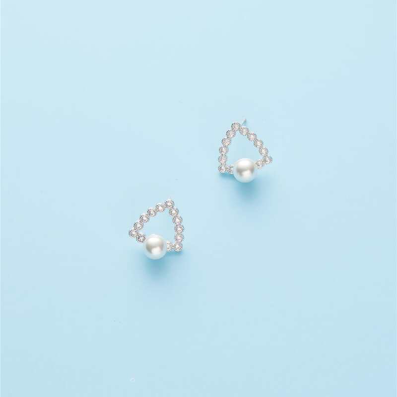 

Faux Pearl Stud Earrings, Silver
