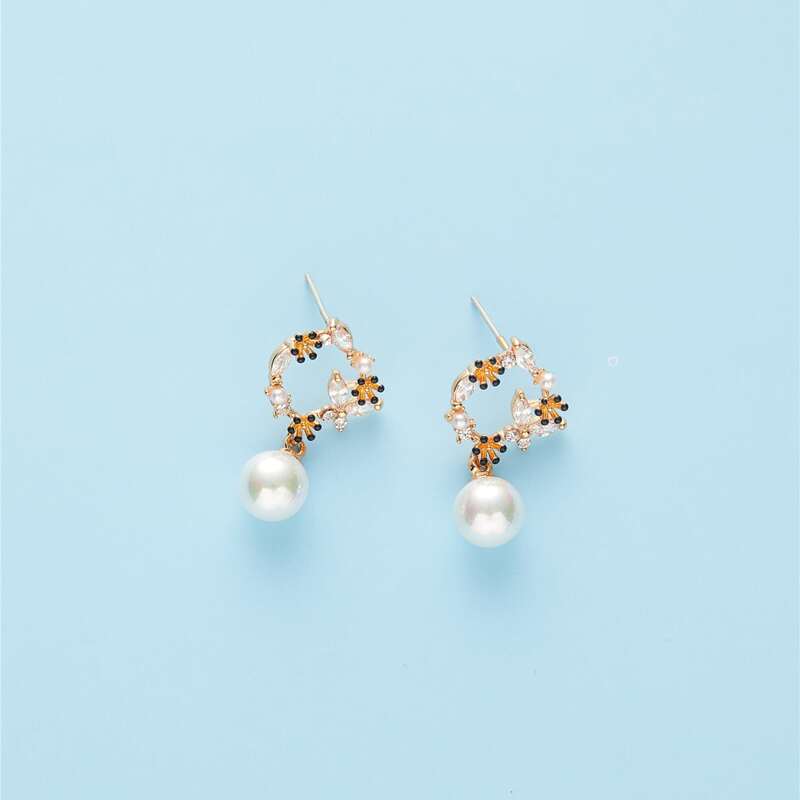 

Faux Pearl Drop Earrings, Gold