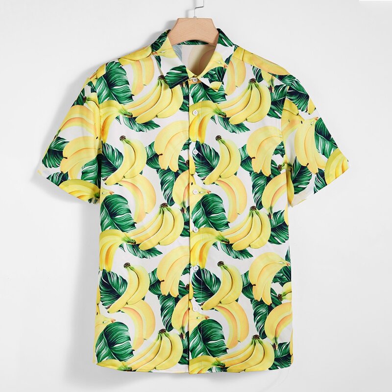 

Guys Banana and Tropical Print Shirt, Multicolor