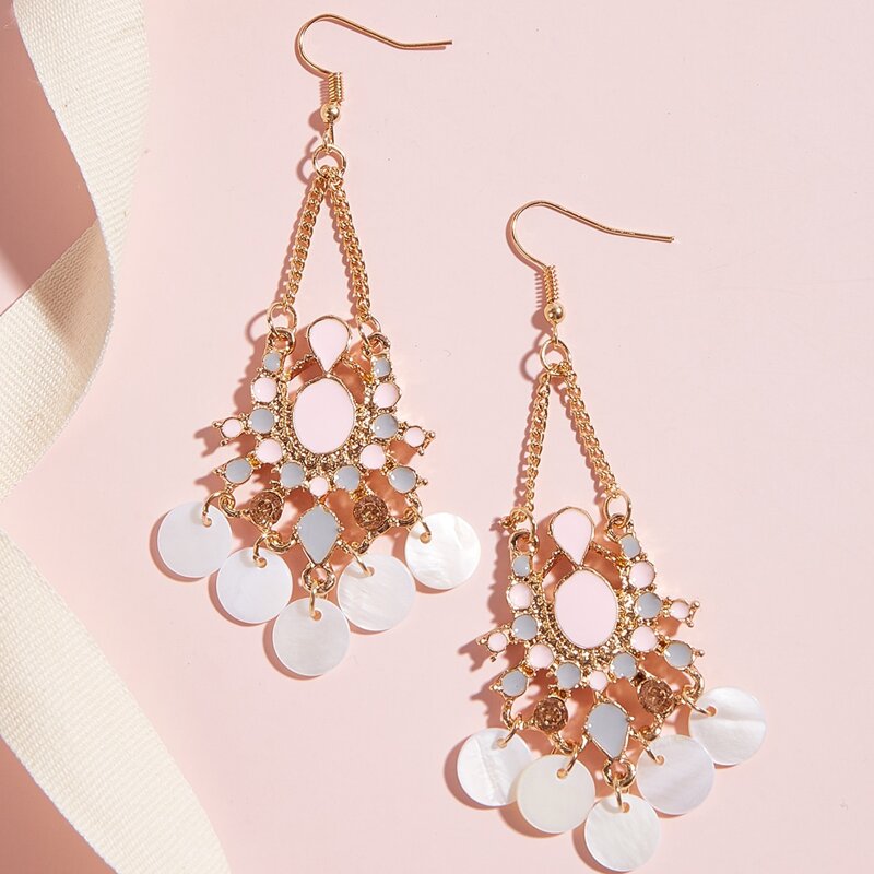 

Shell Tassel Drop Earrings, Multicolor
