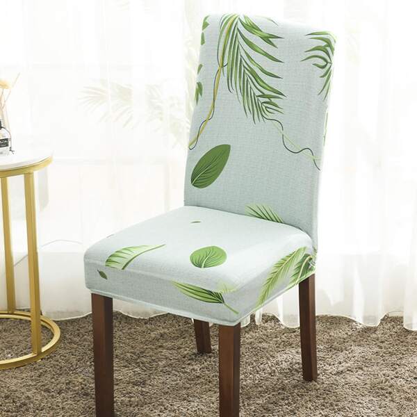 

Leaf Print Stretchy Chair Cover, Green