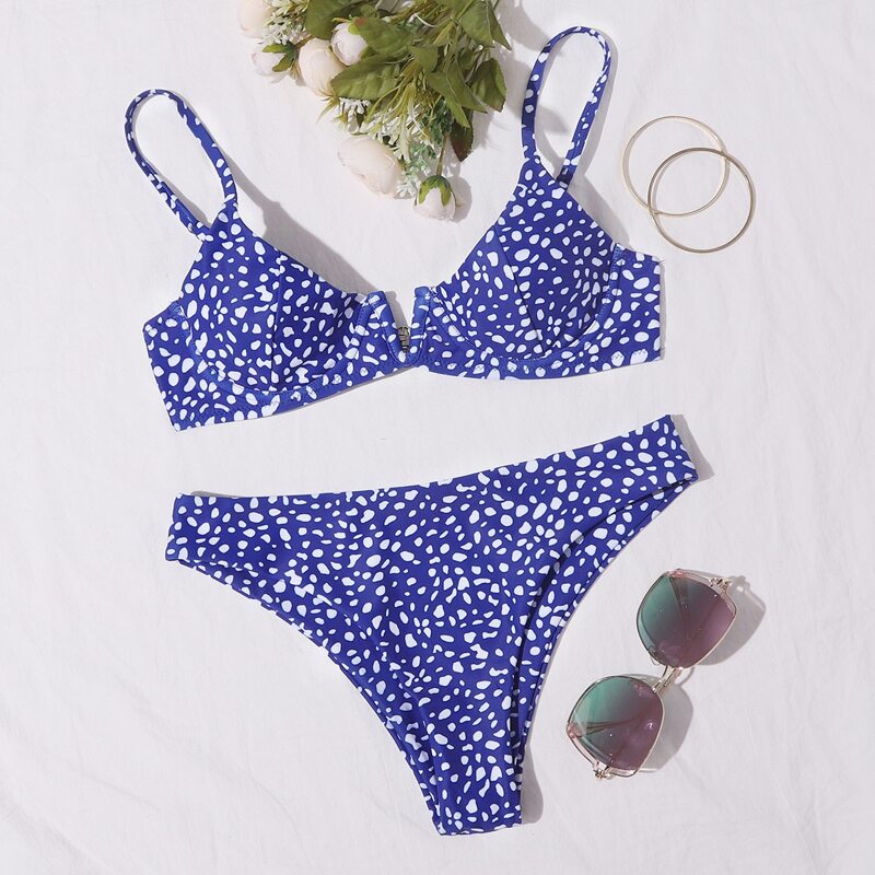

Dalmatian V Wired Underwire Bikini Swimsuit, Blue