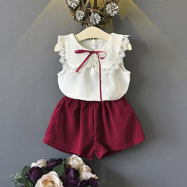 

Toddler Girls Tie Neck Top & Shorts, Multicolor