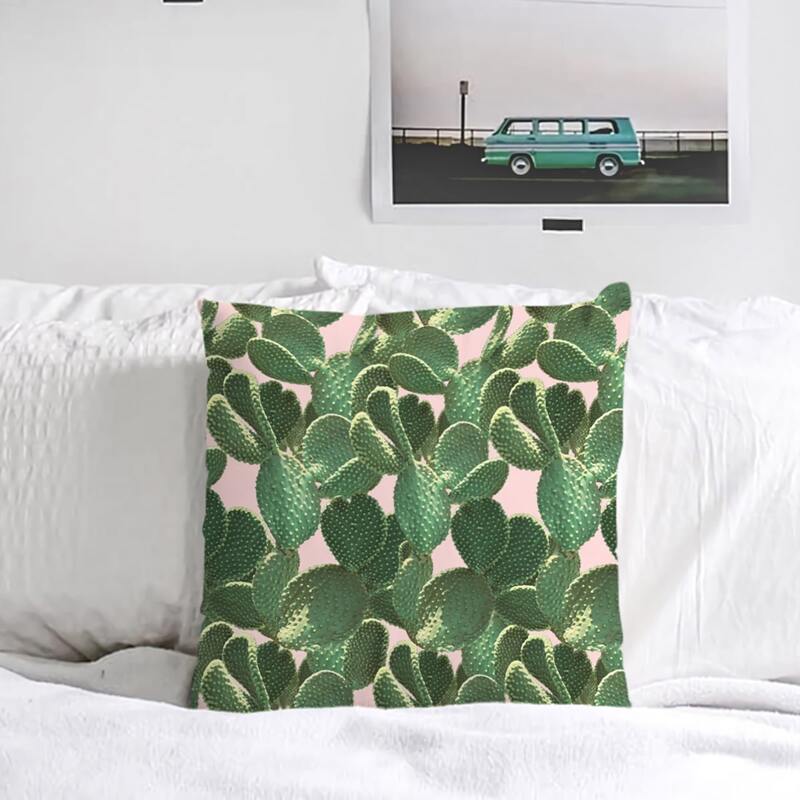 

Cactus Pattern Cushion Cover Without Filler, Green