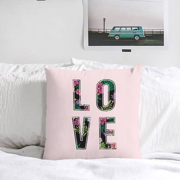 

Letter Graphic Cushion Cover Without Filler, Multicolor