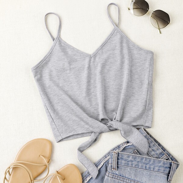 

Solid Knot Front Cami Top, Grey