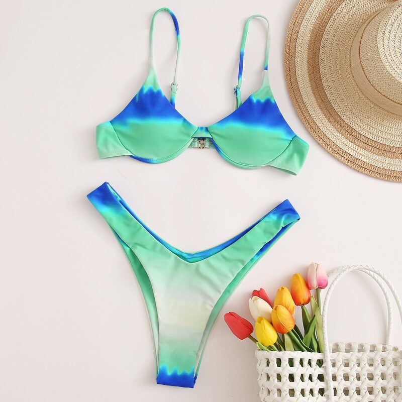 

Ombre Underwire High Cut Bikini Swimsuit, Multicolor