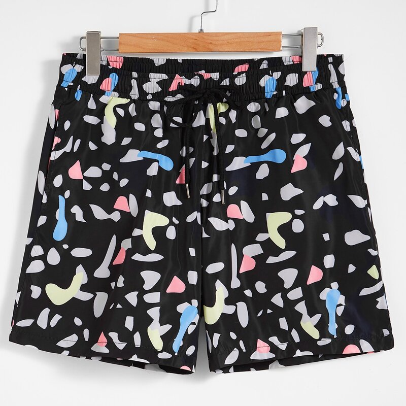 

Guys Allover Print Drawstring Waist Wind Shorts, Multicolor