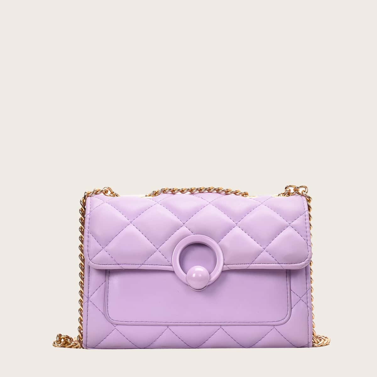 

Quilted Flap Chain Crossbody Bag, Purple