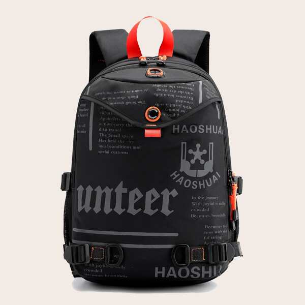 

Мужской Письмо Графический Рюкзак, Чёрный