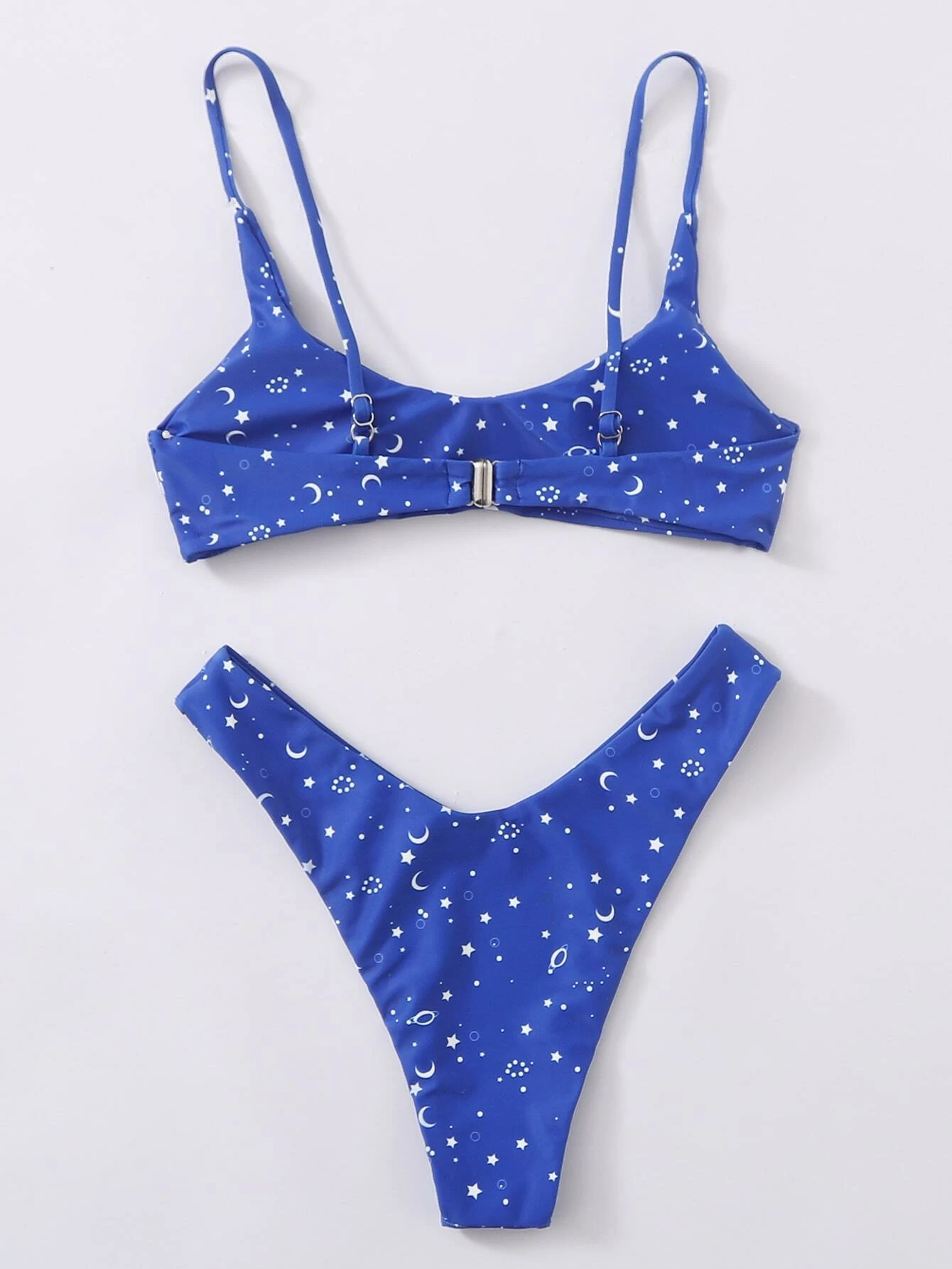 Xinind Fashion Women Bikini Sets with Galaxy Printing High Neck Tops Low Waist Bottoms Girl Cool Swimming Suits