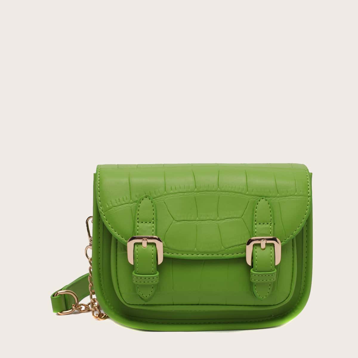 

Croc Embossed Flap Crossbody Bag, Green