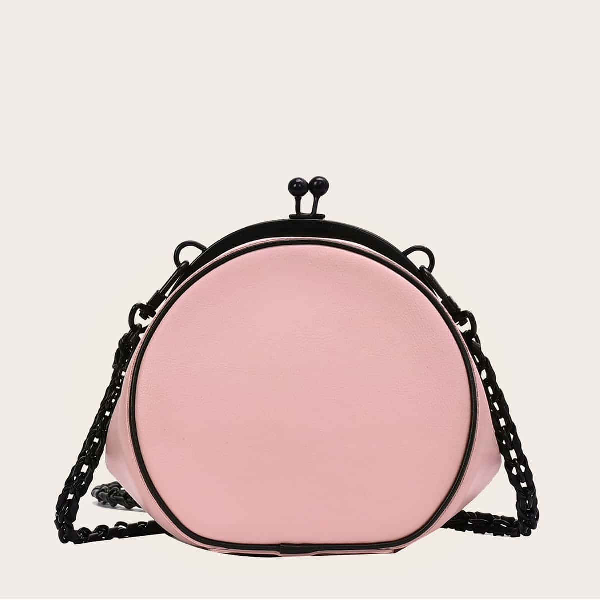 

Kiss Lock Chain Crossbody Bag, Pink