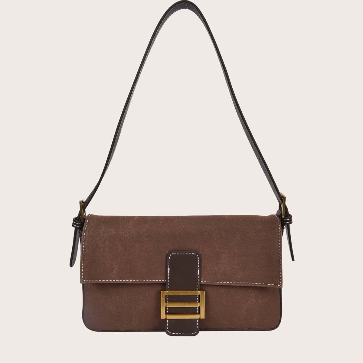 

Minimalist Flap Tote Bag, Brown