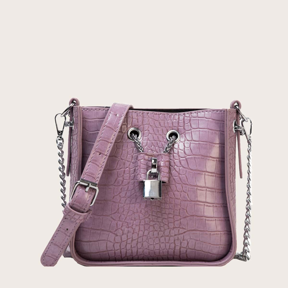 

Croc Embossed Crossbody Bag, Purple