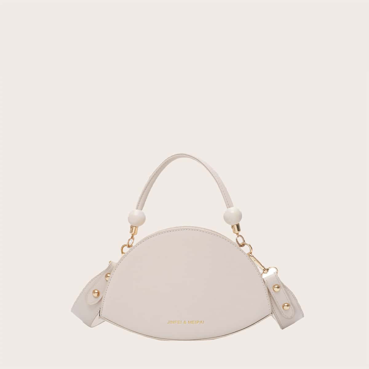 

Letter Graphic Satchel Bag, Beige