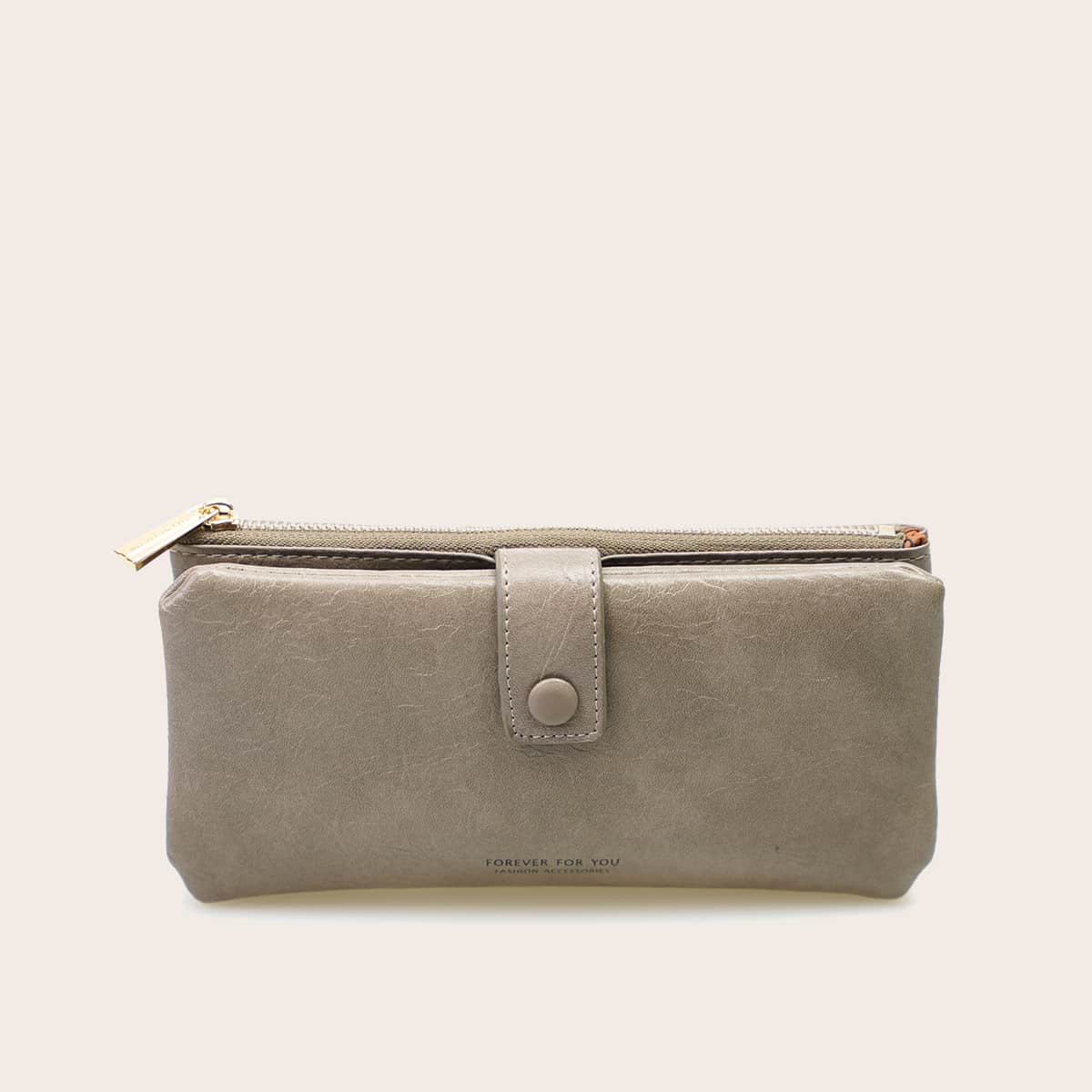 

Letter Graphic Purse With Card Holder, Grey