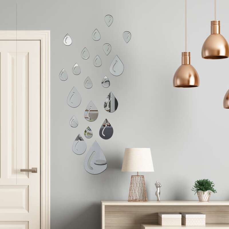 

20pcs Raindrop Pattern Wall Sticker, Silver
