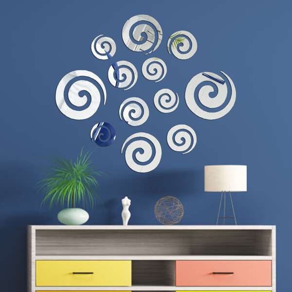 

12pcs Auspicious Clouds Pattern Wall Sticker, Silver