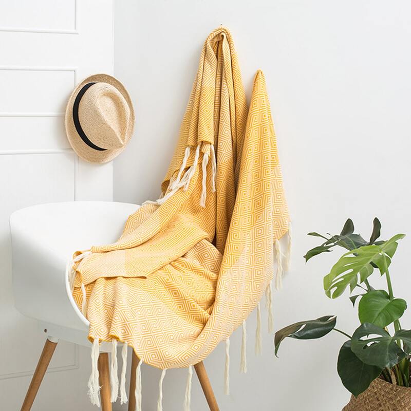 

1pc Geometric Pattern Knitted Blanket, Multicolor