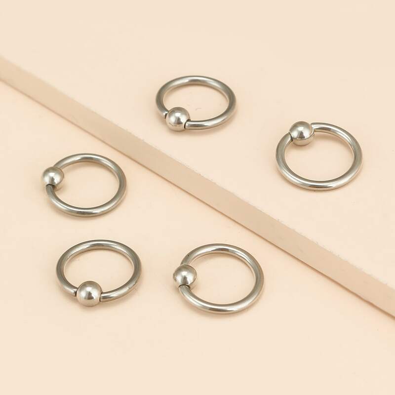 

5pcs Round Belly Ring, Silver