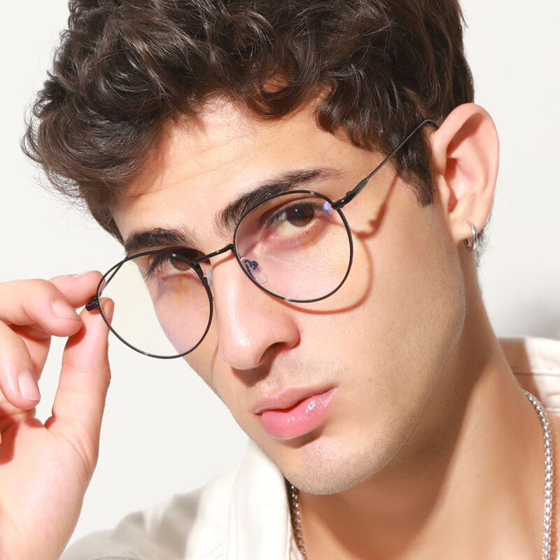 

Guys Round Frame Glasses, Black